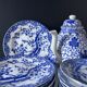 Service à thé japonais vintage porcelaine bleu & blanc 28 pièces — Nihon