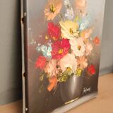 Tableau bouquet de fleurs signé Frederick