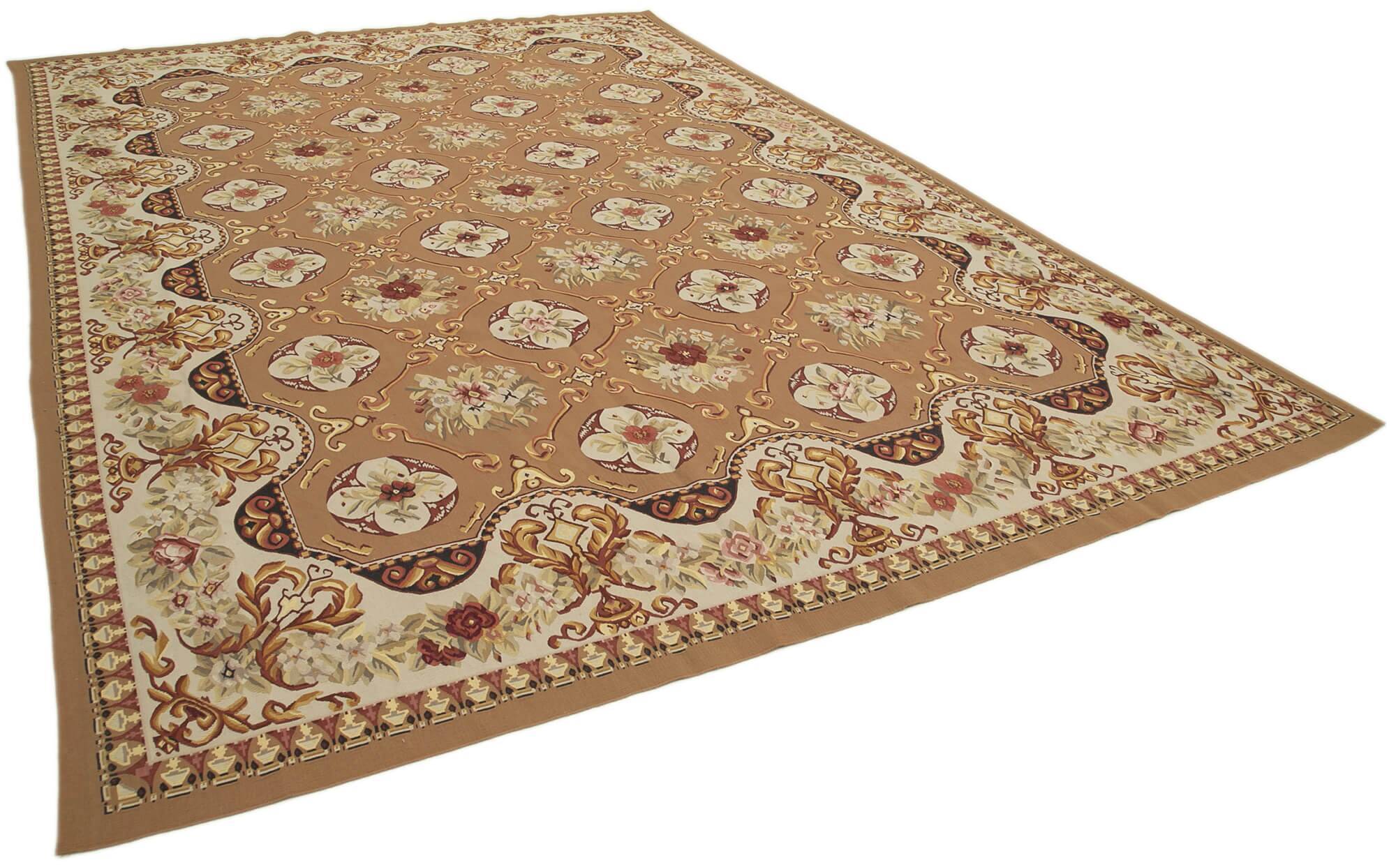 Handmade European Vintage Aubusson Kilim 300 cm x 430 cm