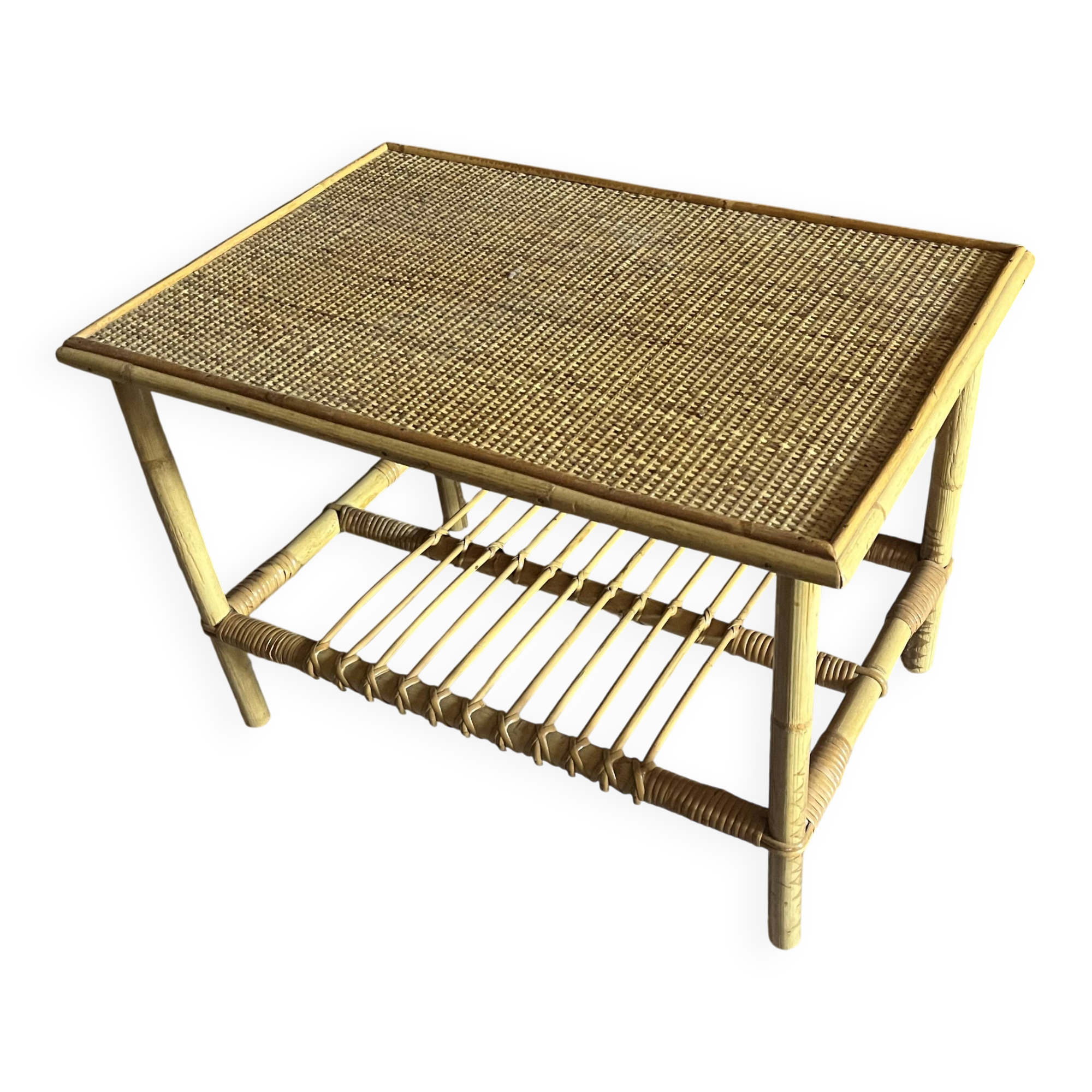 Bamboo and rattan coffee table