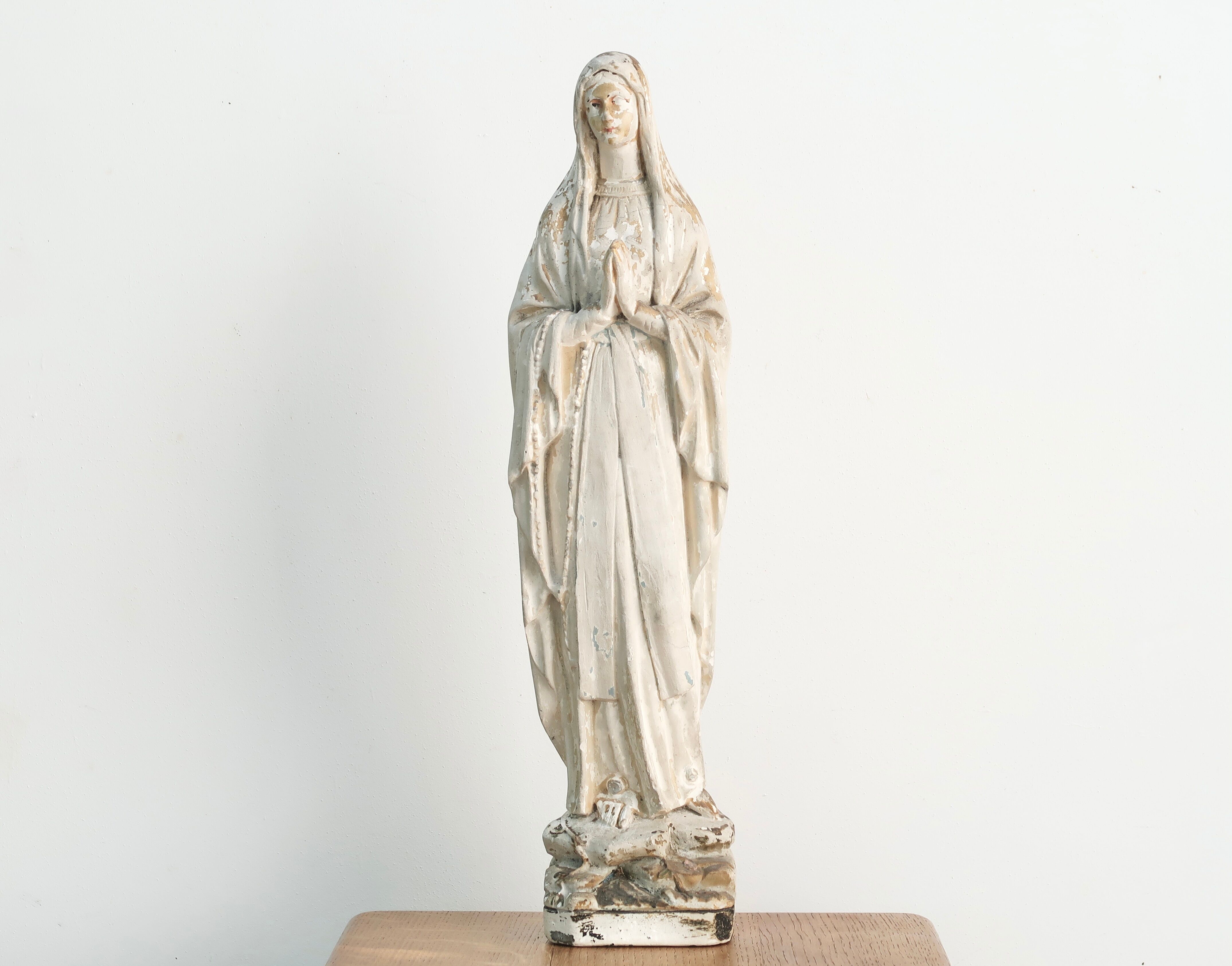 Plaster statue of the Virgin Mary signed Boye and Thomas Toulouse