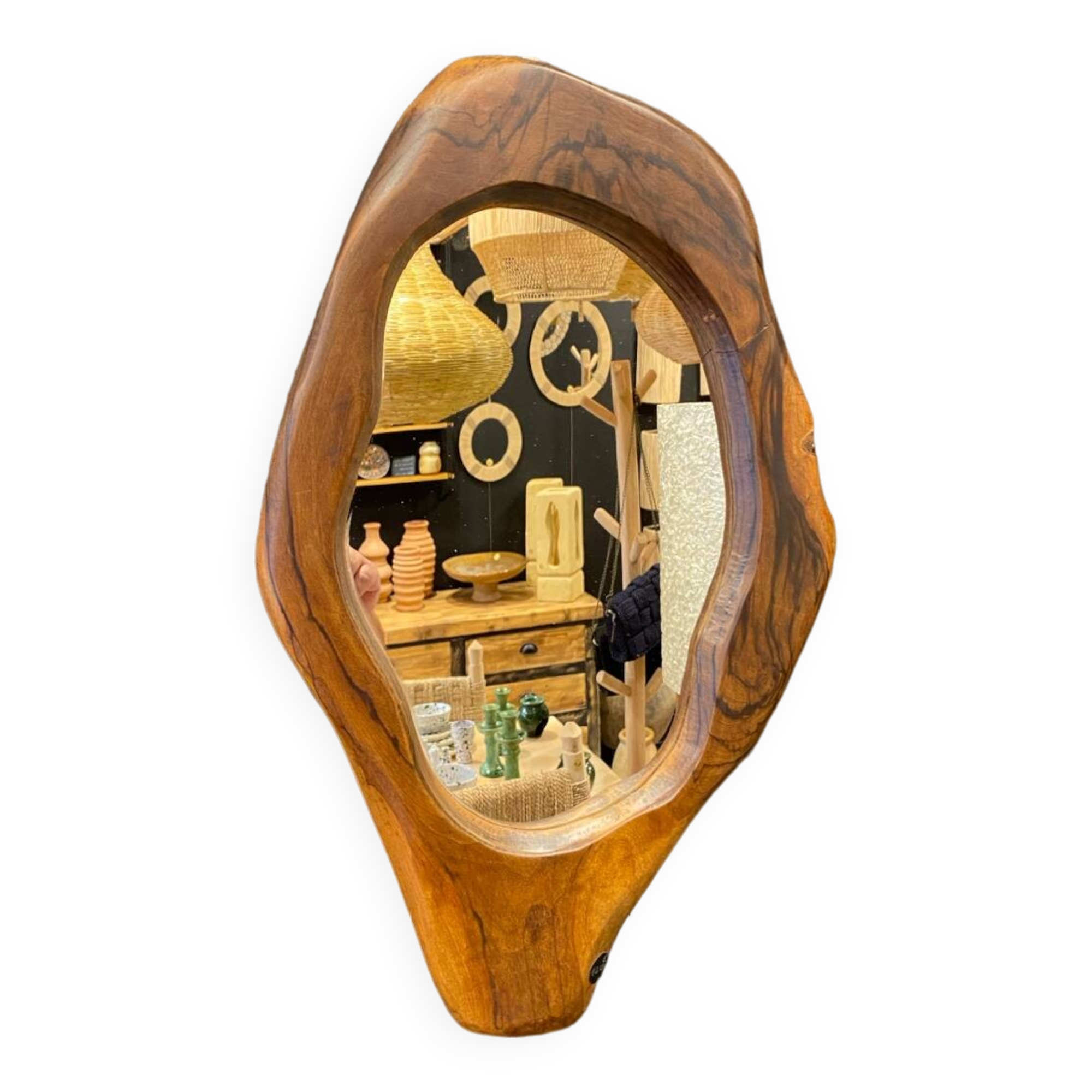 Olive wood mirror 1970