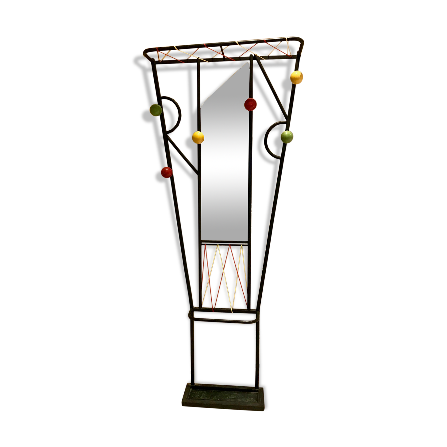 60s wall dressing room door, with colorful balls