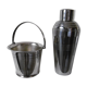 Silver metal shaker and ice bucket