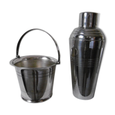 Silver metal shaker and ice bucket
