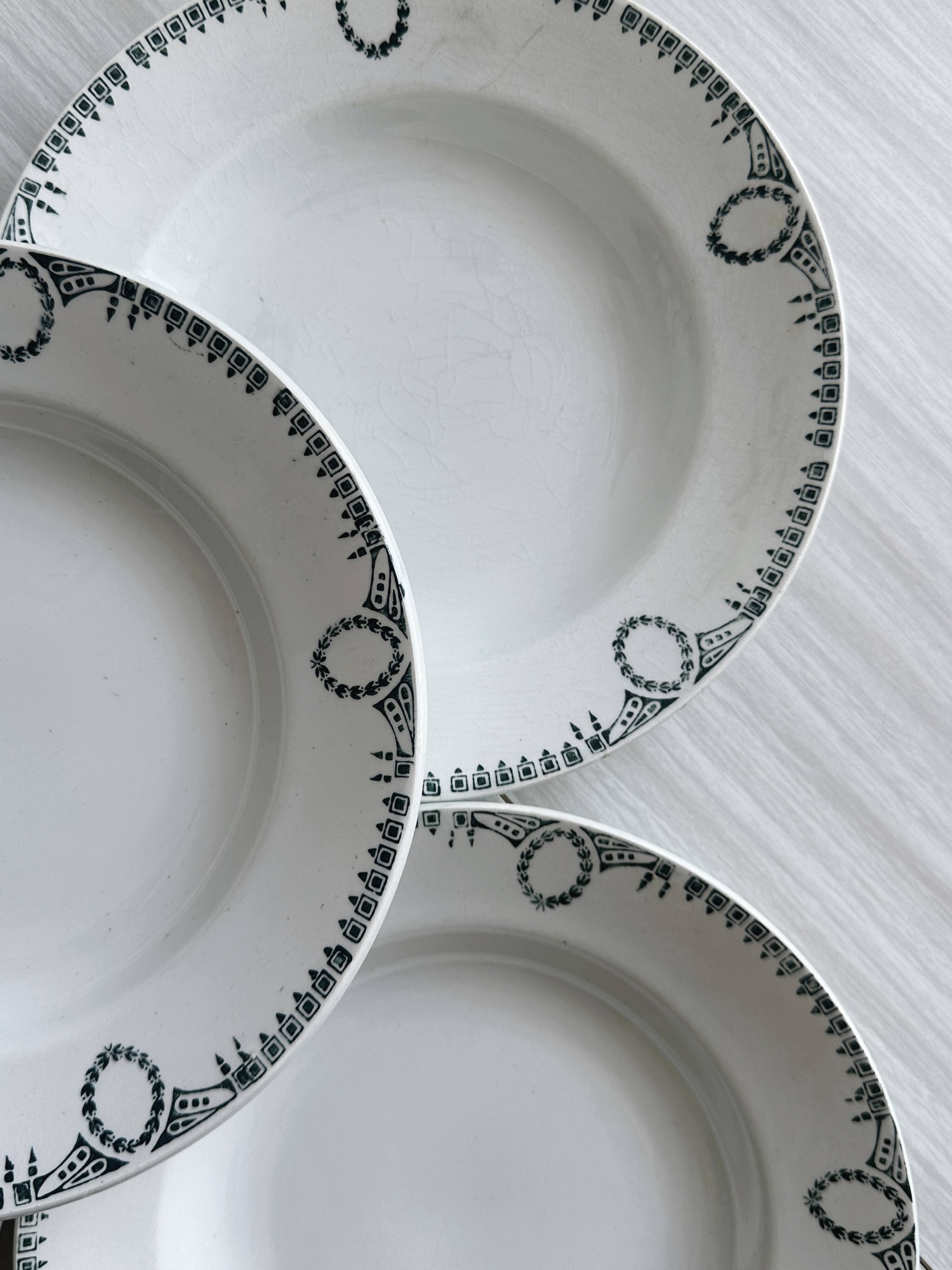 5 iron earthenware soup plates