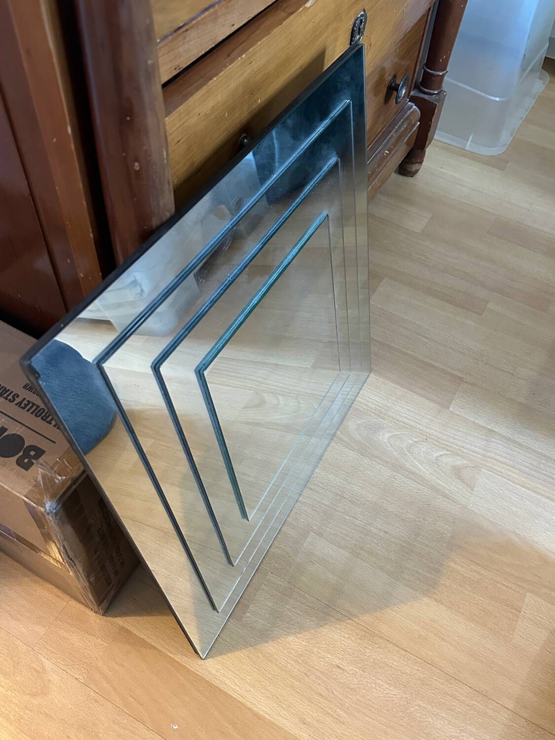 Square Mirror with Depth Effect - Art Deco/Contemporary Style