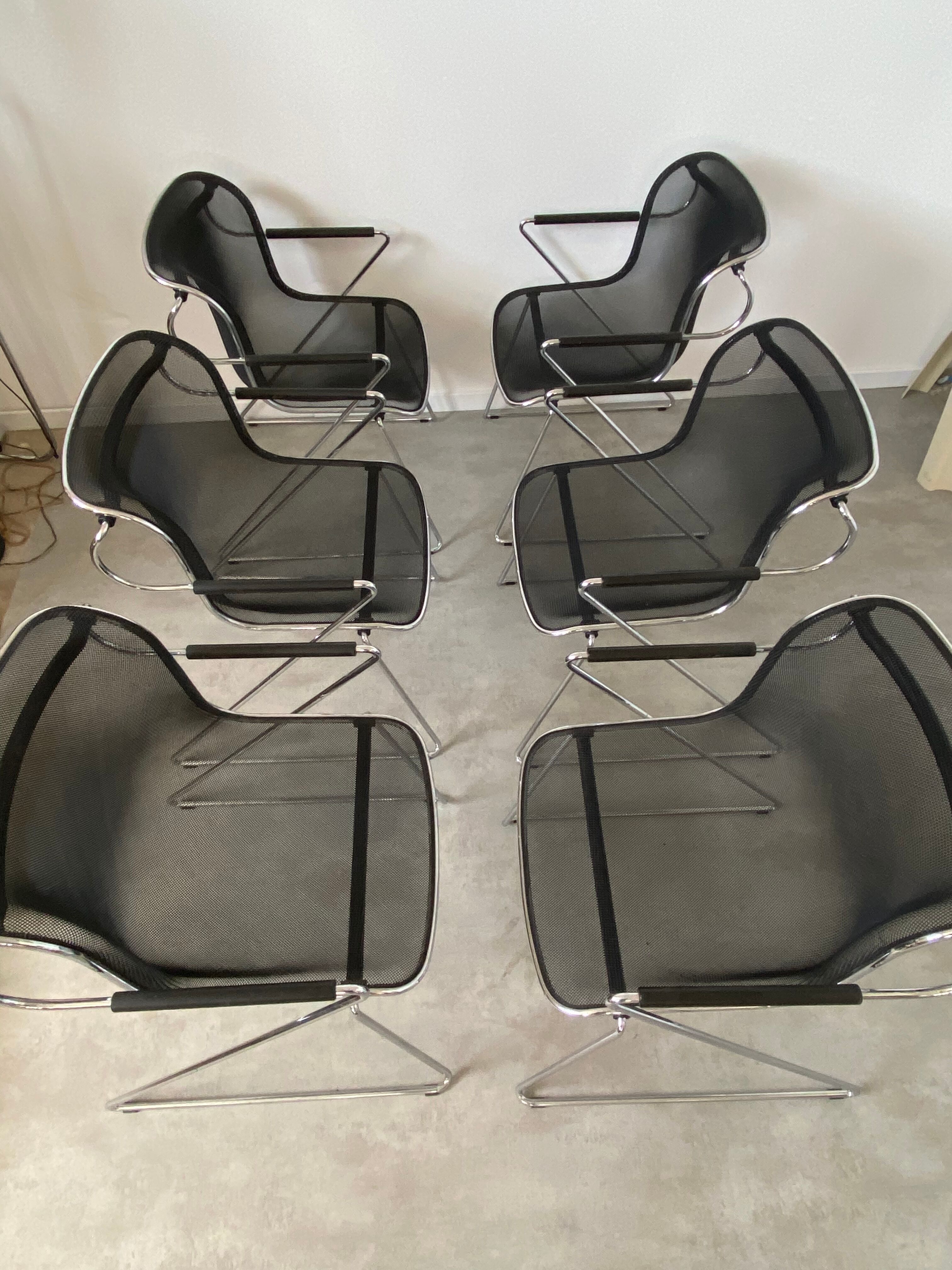 Set of 6 chairs "Penelope" by Charles Pollock for Castelli design year 1980