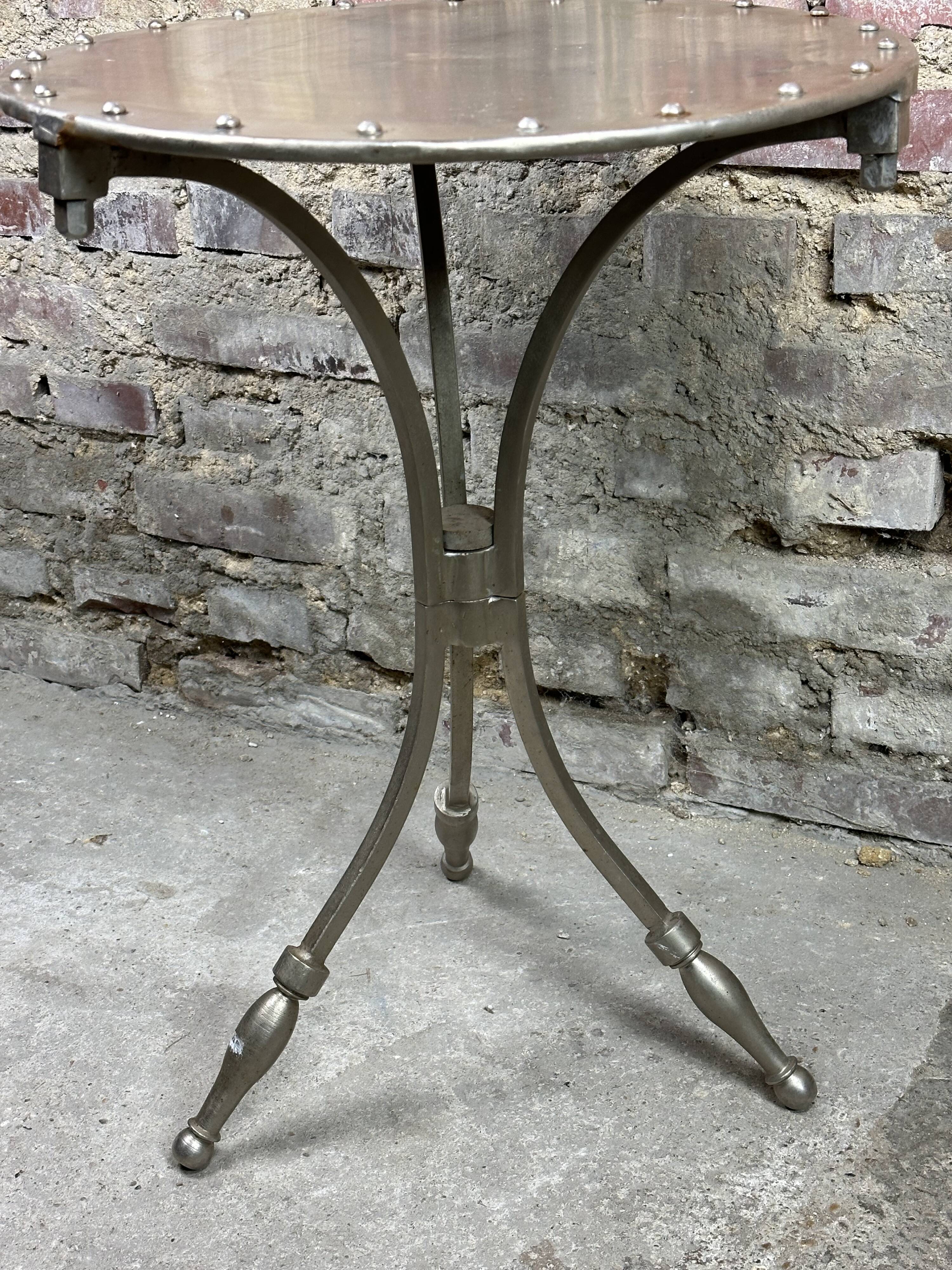 Side table industrial style riveted steel 1980