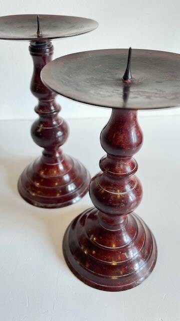 BOUGEOIRS Vintage Patinated Metal Candle Holders