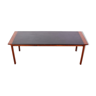 Rosewood coffee table with Denmark leather tray