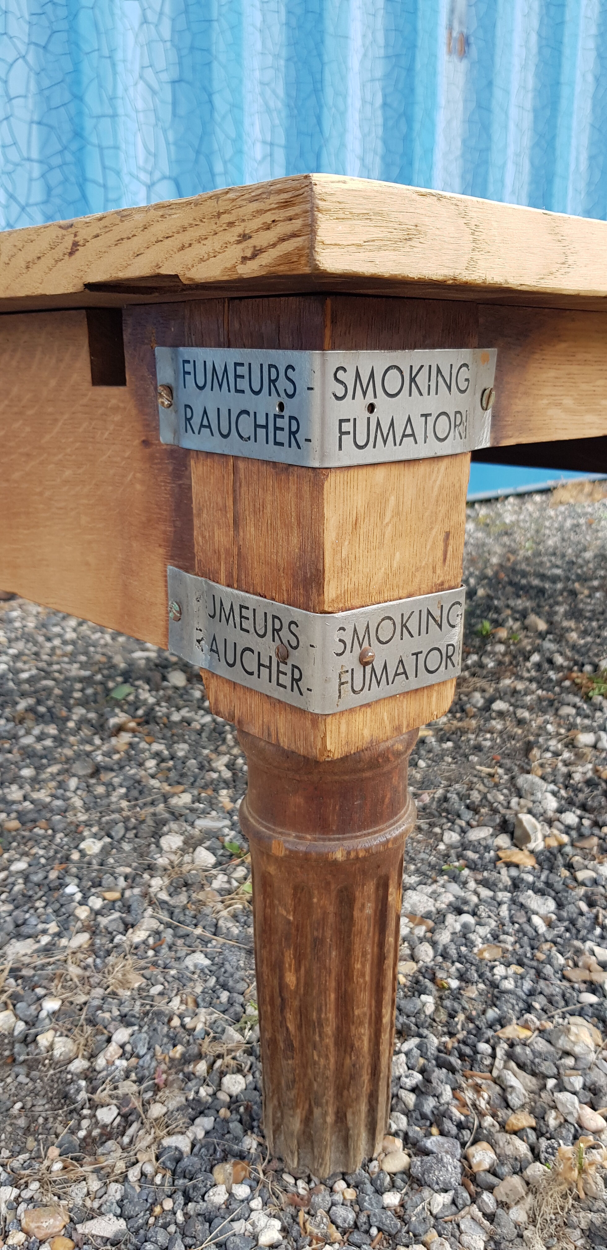 Solid oak coffee table from a pool academy