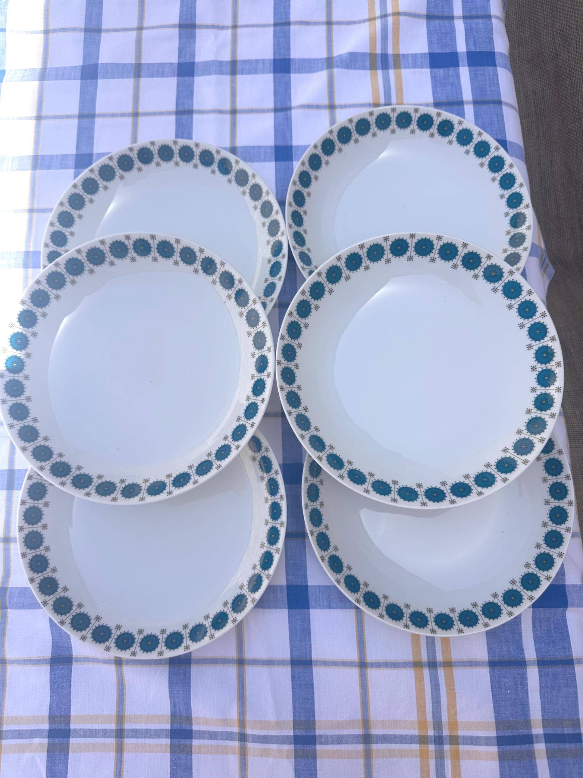 Set of 6 vintage Thomas Germany deep plates – Geometric design year