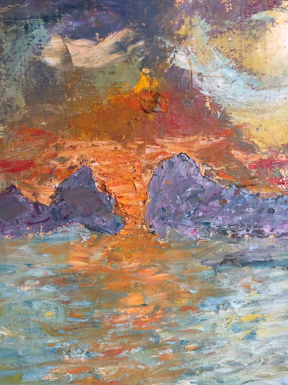 Oil painting on canvas sunset