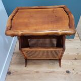 Revue door and end table in wood and canework