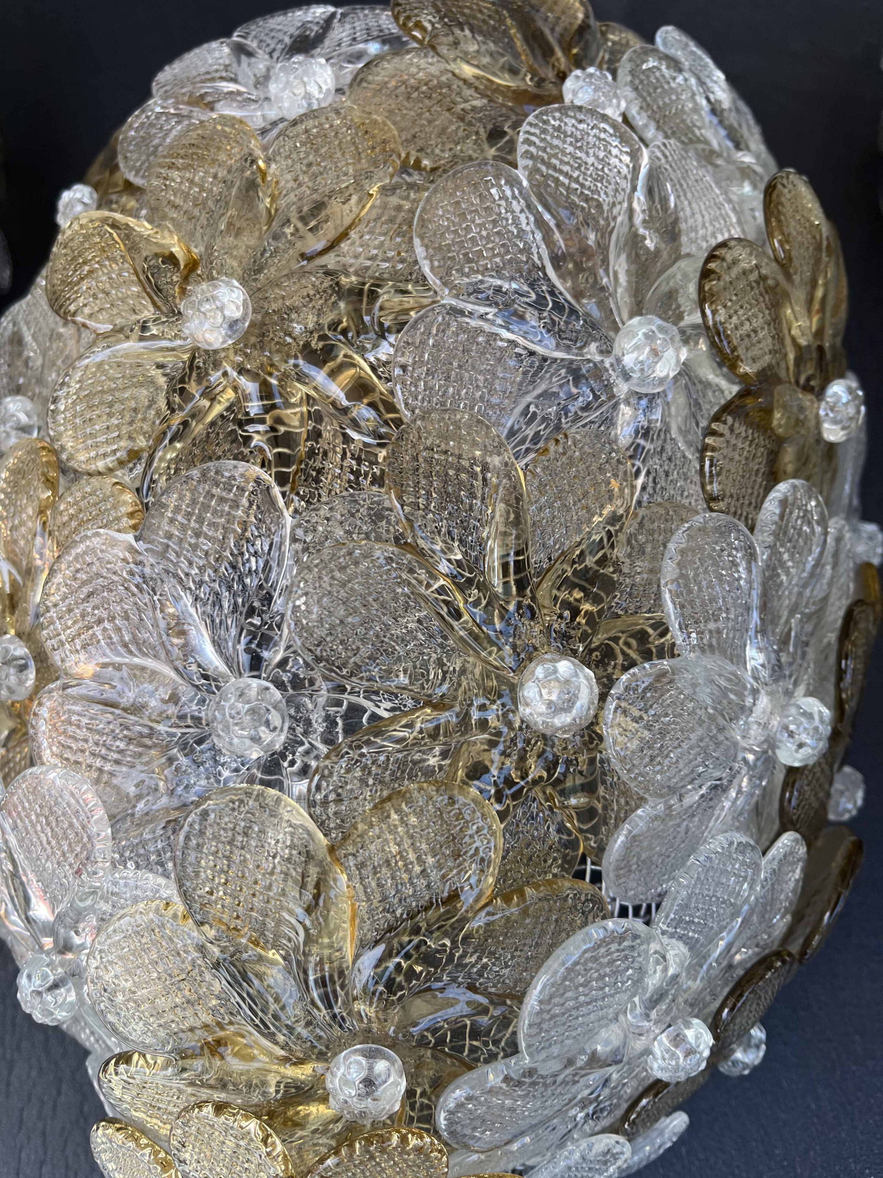 Set of 3 Murano Wall Light Flower by Seguso for Venini, Italy, 1960s