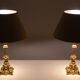Stunning pair of Rococo Brass table lamps Italy 1920s