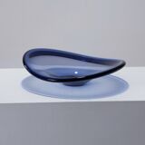 LARGE THICK BLUE GLASS BOWL, 1950s