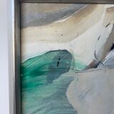 Mid-Century Modern "Flux" Swedish Vintage Abstract Oil Painting, Framed