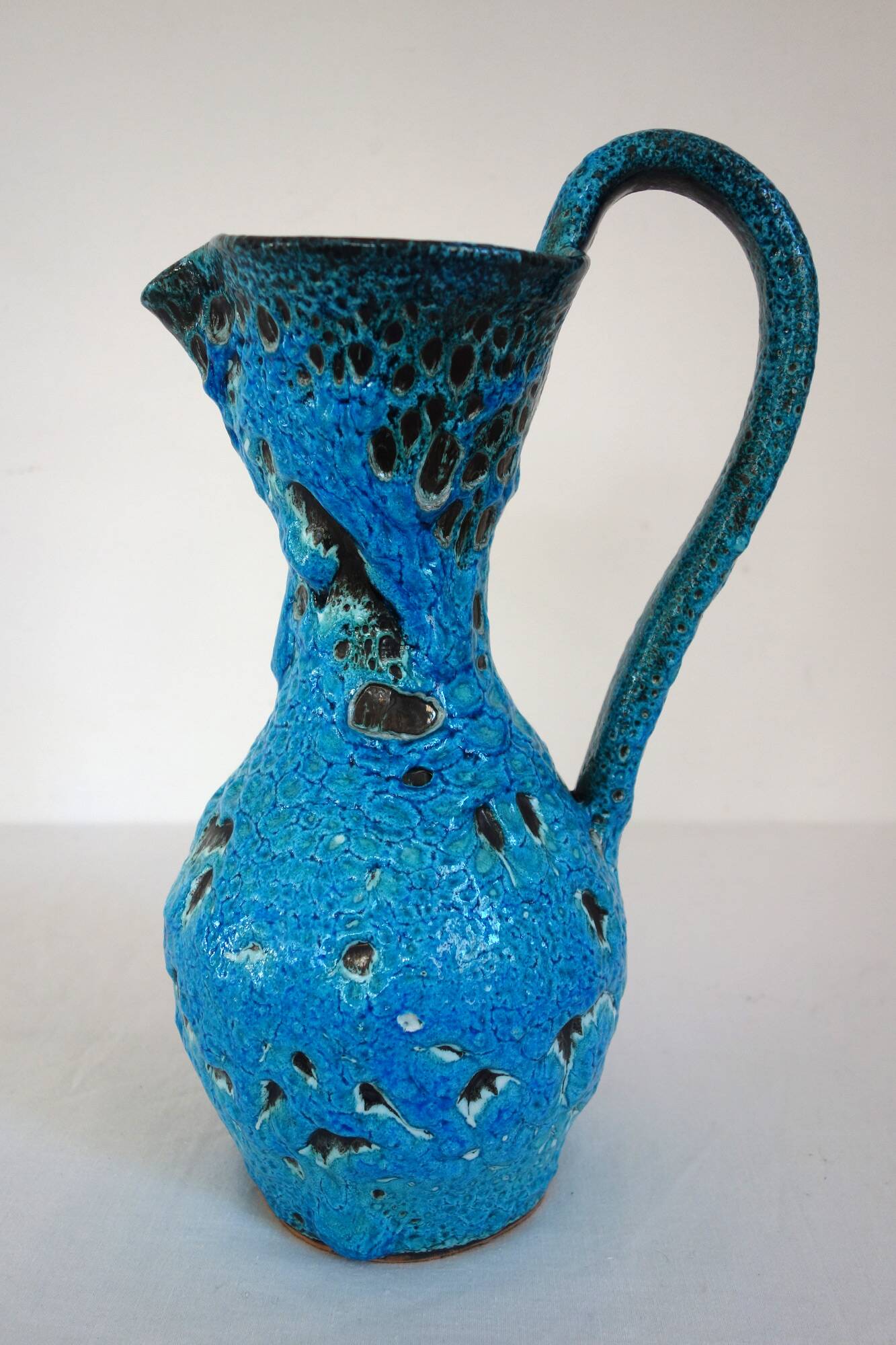 Fat lava vase by Charles Cart in turquoise blue 1960