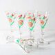 Set of 6 Mid-century Rare Floral Design Champagne Flutes / Italy / 1960s