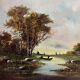 HST painting "Landscape with fishermen" 1898 signed Lion + frame
