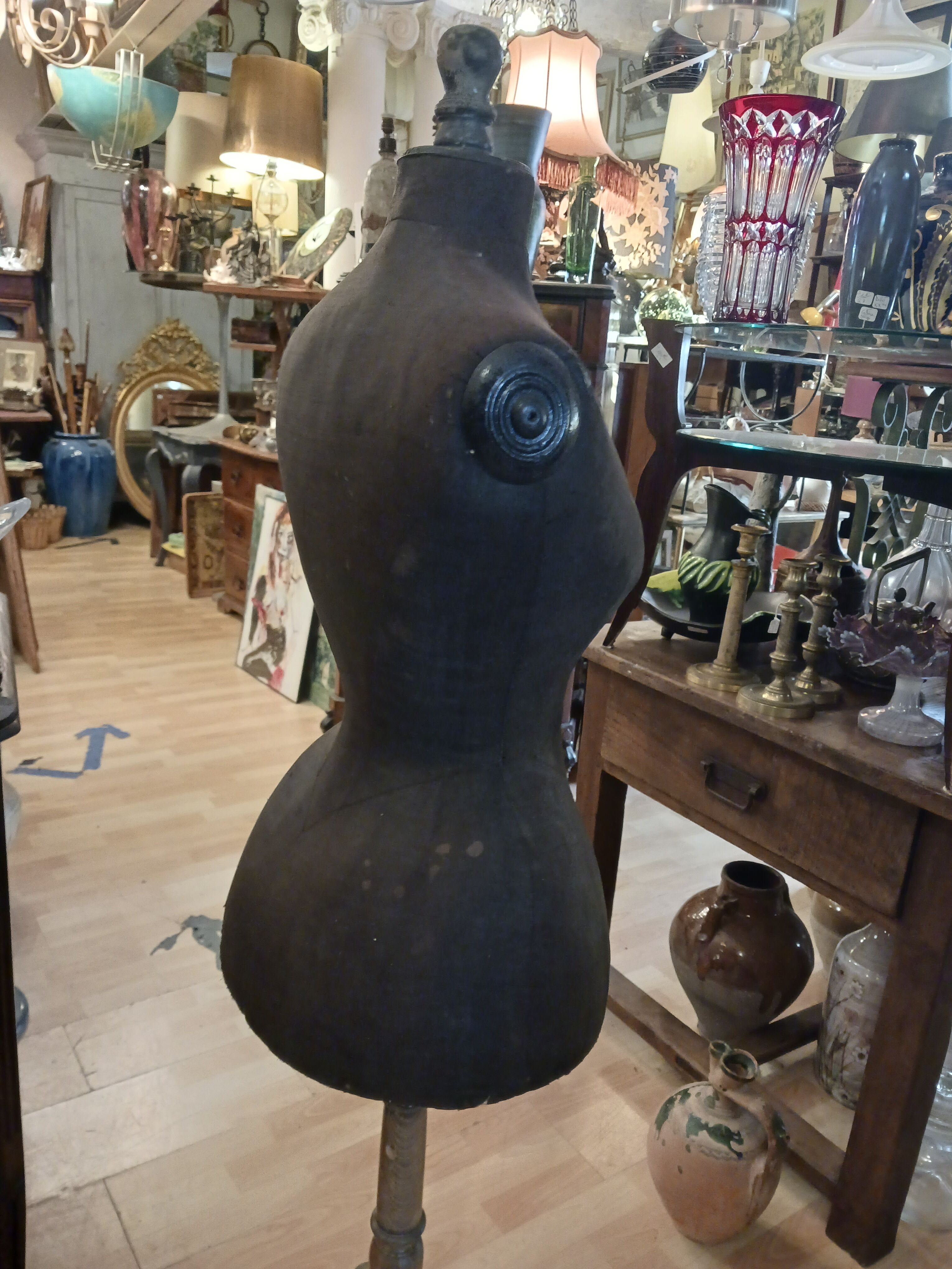 Antique sewing mannequin, wasp waist..