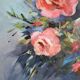 Tableau Huile sur toile Bouquet de roses signé Paumier