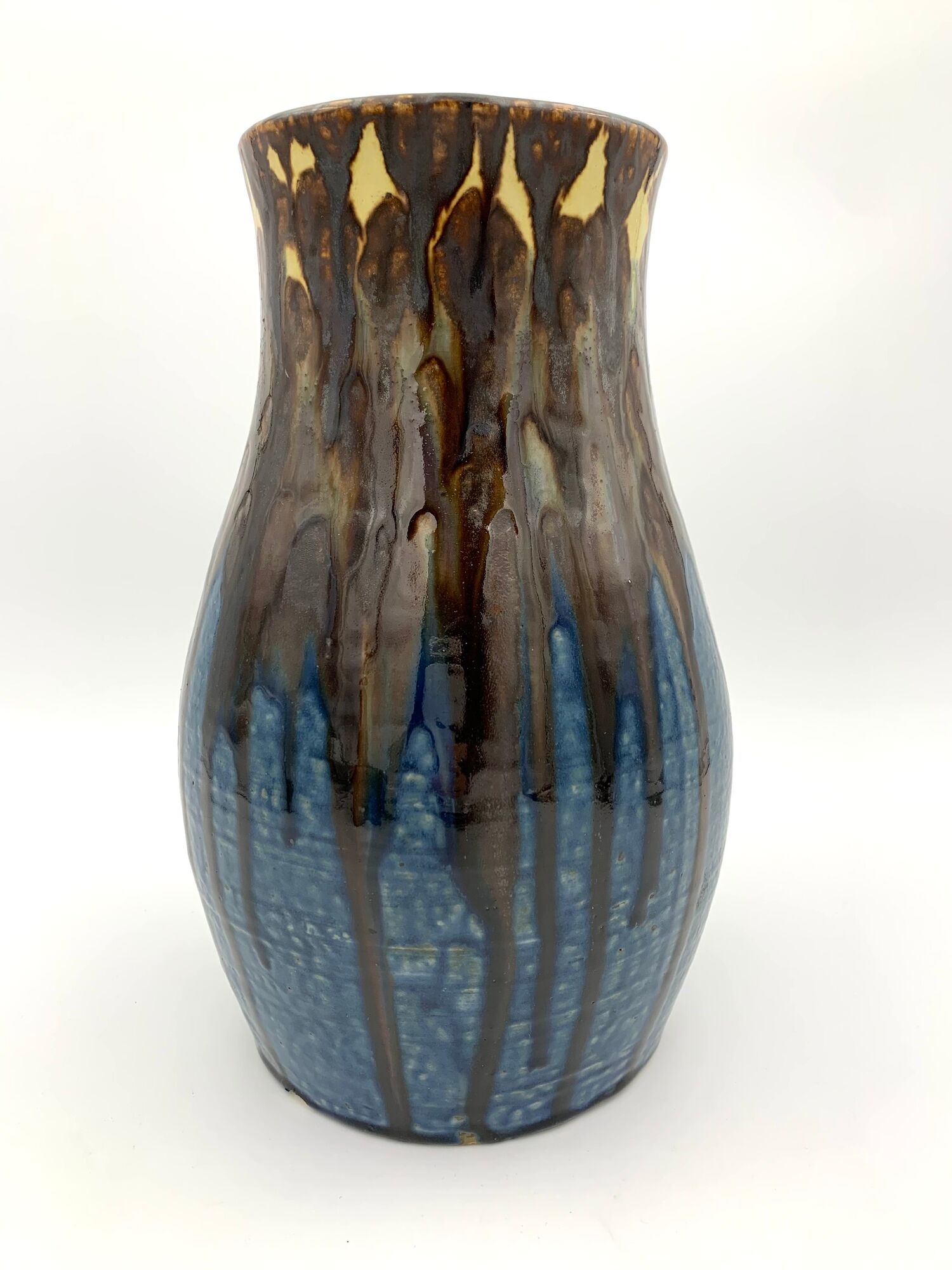 Old enamelled sandstone vase, by Joseph Talbot, Sandstone of La Borneé - 1930s
