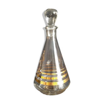 Gold striped glass decanter