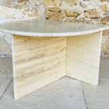 Vintage side table in travertine, circa 1980s.
