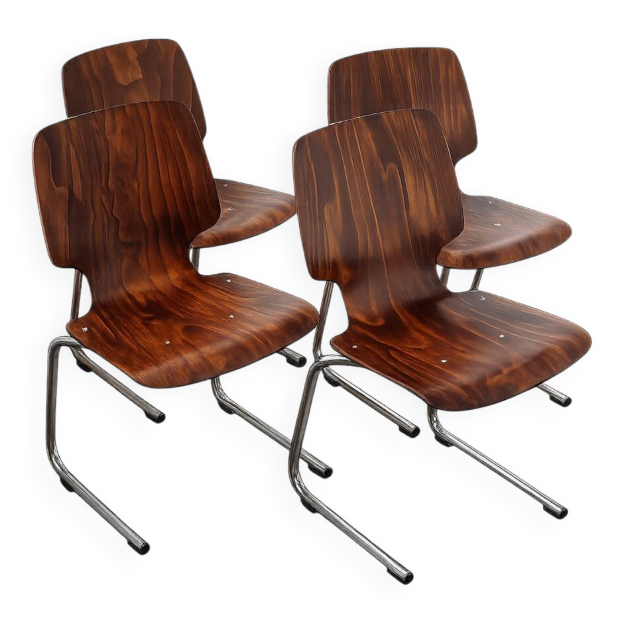 Ensemble de 4 chaises Kusch+Co Flötotto, années 1960.