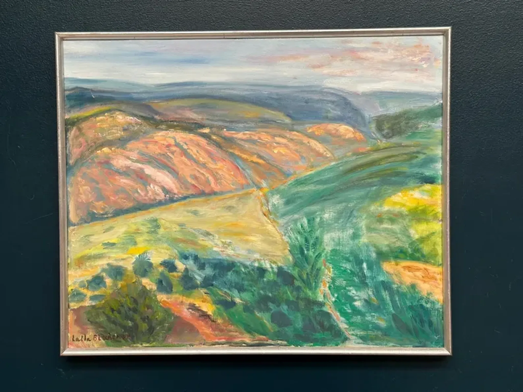 Original Swedish Oil on Canvas – "Landscape" by Lalla Blecher – Signed – Dated 1994 – Framed – 63 × 53 cm (24.8" × 20.9")