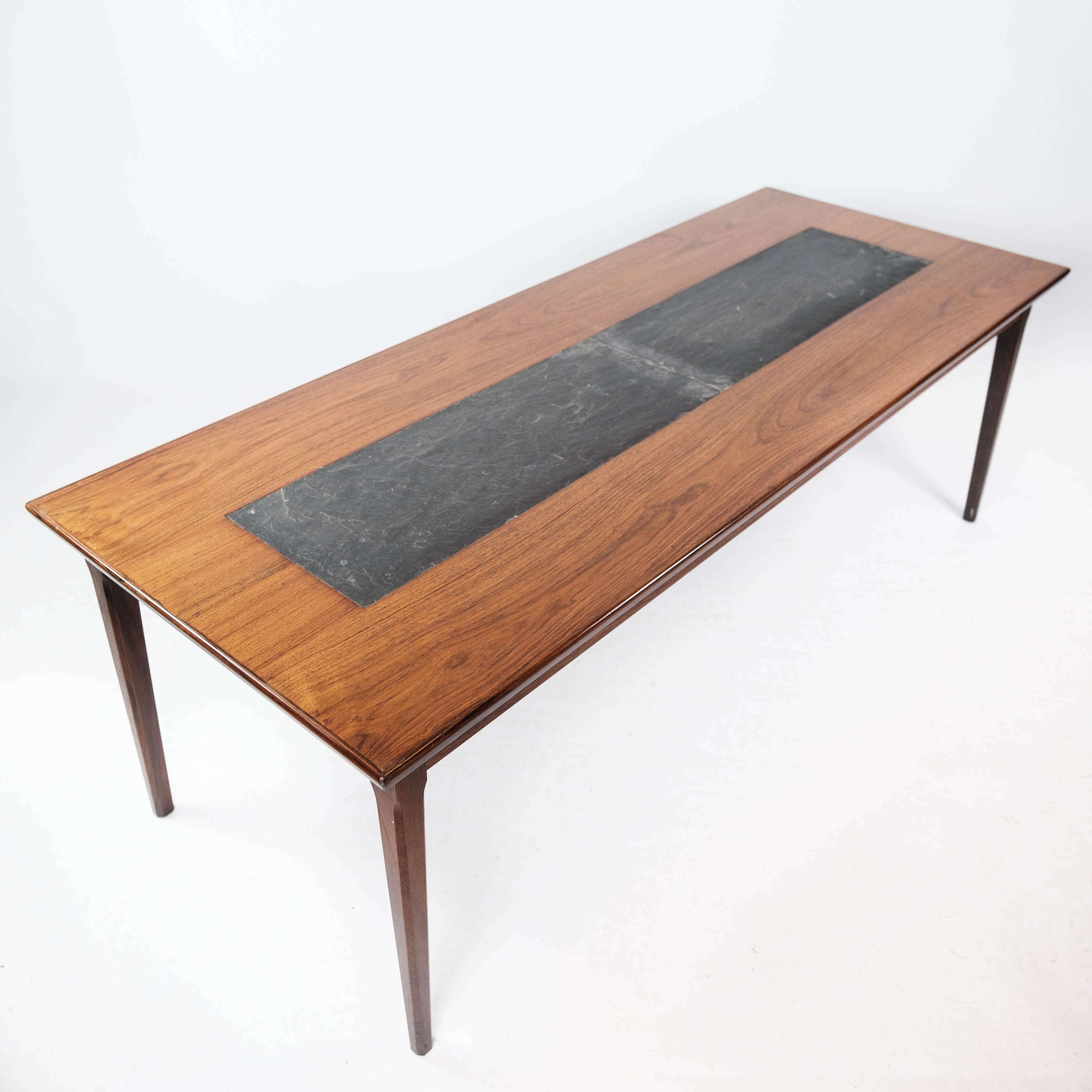 Coffee table in rosewood and black slate of Danish design, 1960s