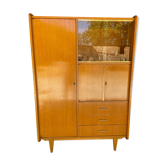 Grand Meuble penderie / Armoire Vintage 1960 / 1970 à Portes Vitrées & Tiro