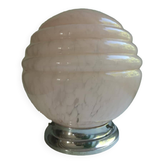 Applique globe boule opaline rose Clichy moucheté ø 20 cm art déco 1930 Ø 20 cm