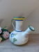 Pichet carafe chevrette in glazed terracotta with flowers, numbered Italian craftsmanship.
