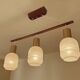 Vintage Scandinavian Pendant Light Teak Glass