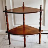 Rustic turned wood corner shelf