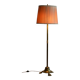 Restored Brass Art Deco Floor Lamp, France, Original Textile Shade, 1920s