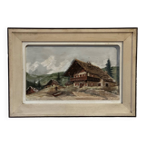 Alpine Table from the 1950s, carved and painted wood, signed by Francois Raugel - 4