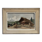 Tableau Alpin années 50 Bois sculpté et peint signé Francois Raugel- 4