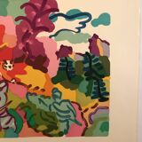 Charles lapicque, tiger hunt, 1961. original lithograph signed on the c