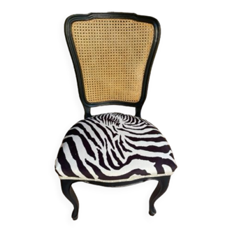 Chaise style Louis XV osier zèbre