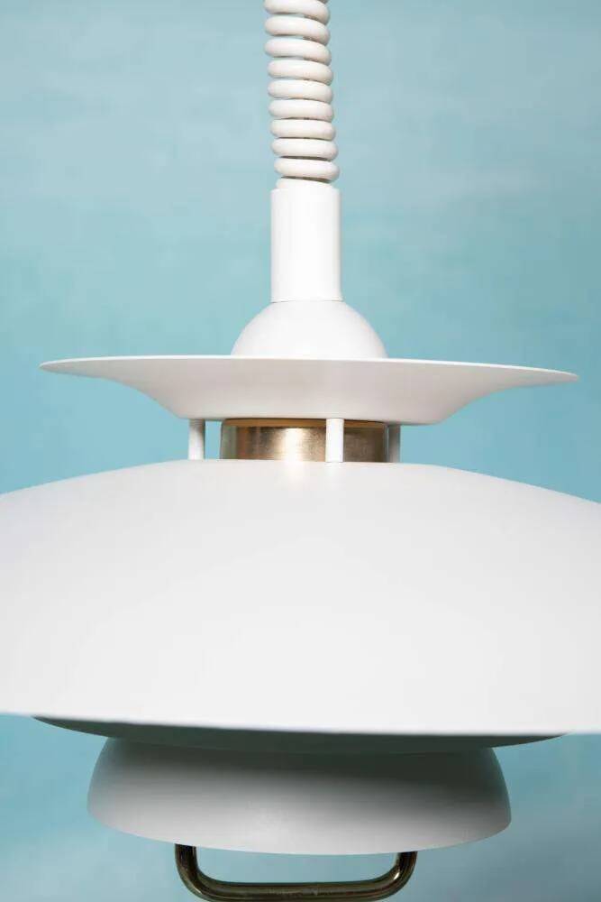 Vintage Scandinavian bowl lamp, minimalist mid-century pendant.
