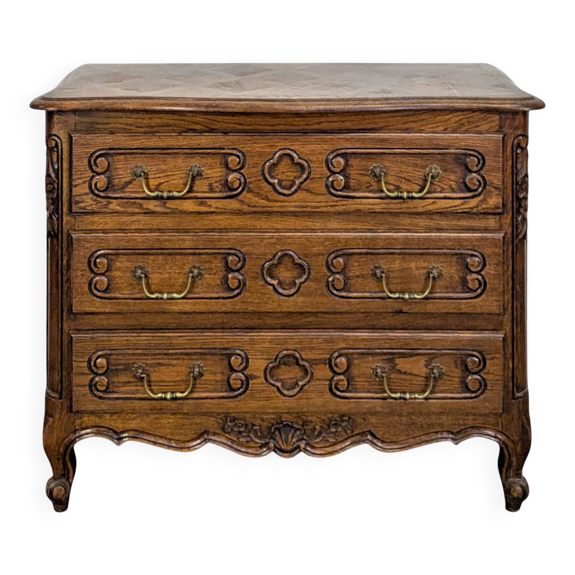 Louis XV style neo-rustic oak chest of drawers