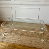 Table basse Athena en altuglas et verre David Lange, années 1970