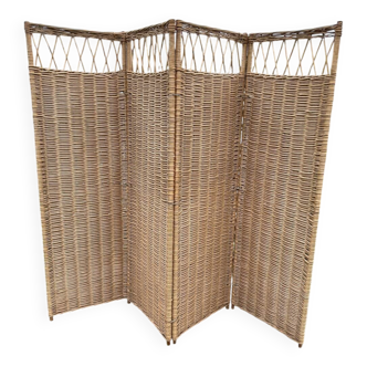 Vintage 1960s woven wicker screen