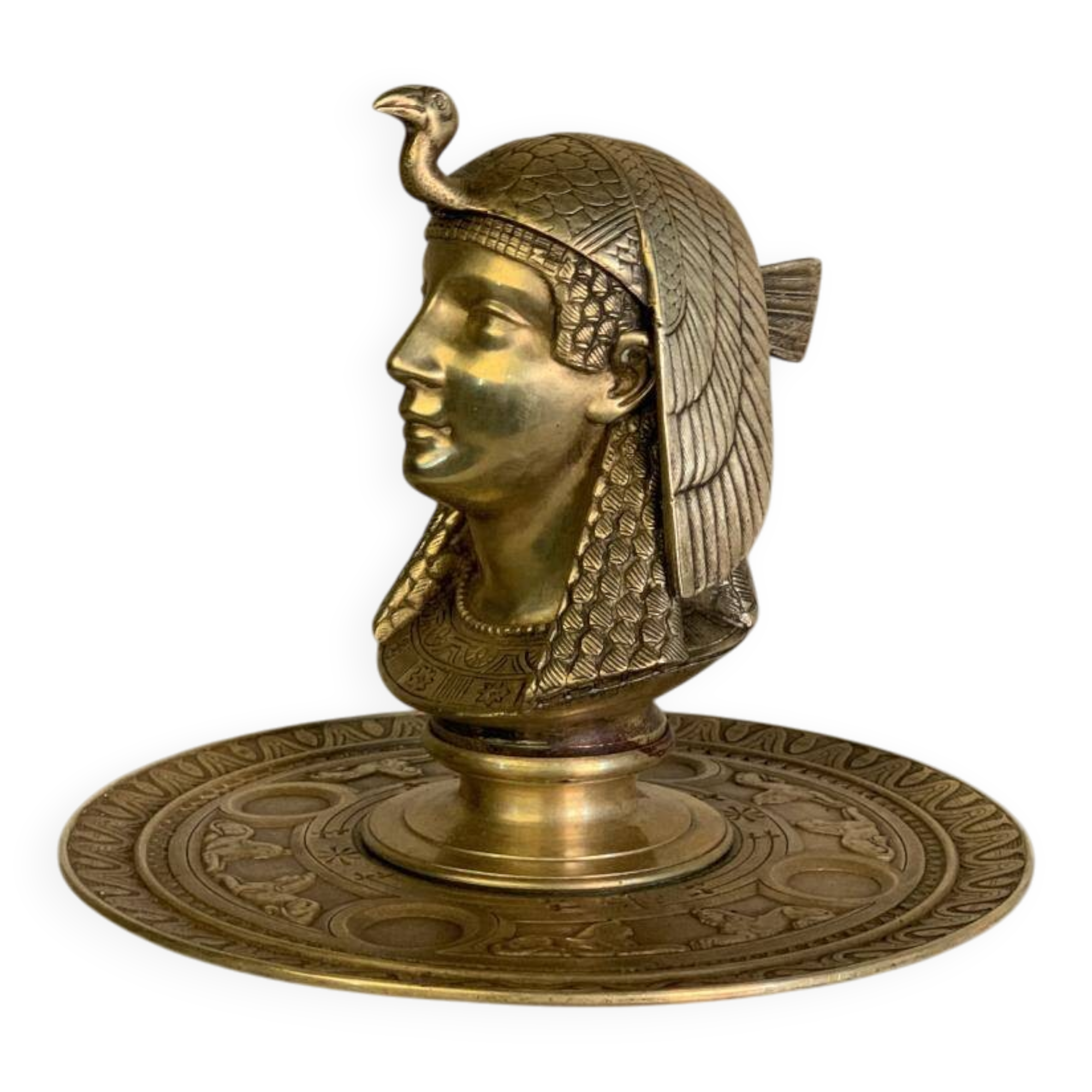 Gilded bronze inkwell, Egyptomania