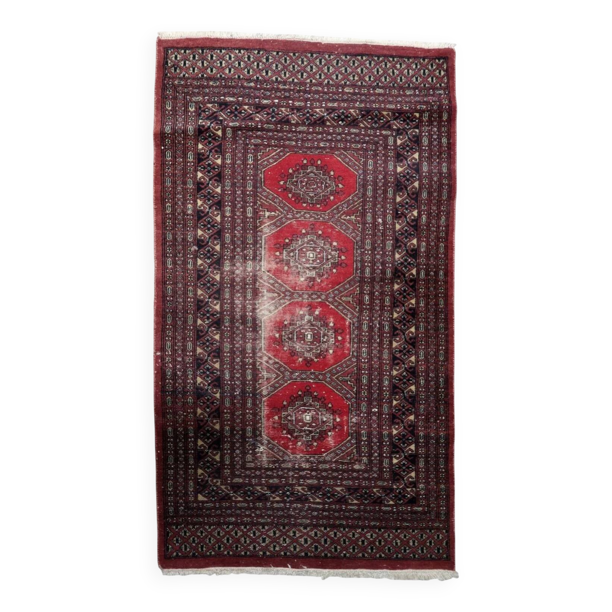 Antique Uzbek Bukhara handmade rug 92 cm x 162 cm 1930s - 1C1234